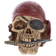 Load image into Gallery viewer, Artificial Stone Skull Caribbean Pirate Captian In Tricorn Hat Looting Skull Skeleton Gothic Ornament Figurine Skull Decoration
