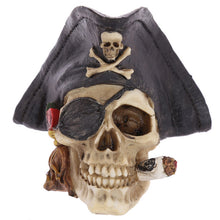 Load image into Gallery viewer, Artificial Stone Skull Caribbean Pirate Captian In Tricorn Hat Looting Skull Skeleton Gothic Ornament Figurine Skull Decoration
