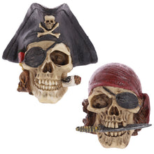 Load image into Gallery viewer, Artificial Stone Skull Caribbean Pirate Captian In Tricorn Hat Looting Skull Skeleton Gothic Ornament Figurine Skull Decoration
